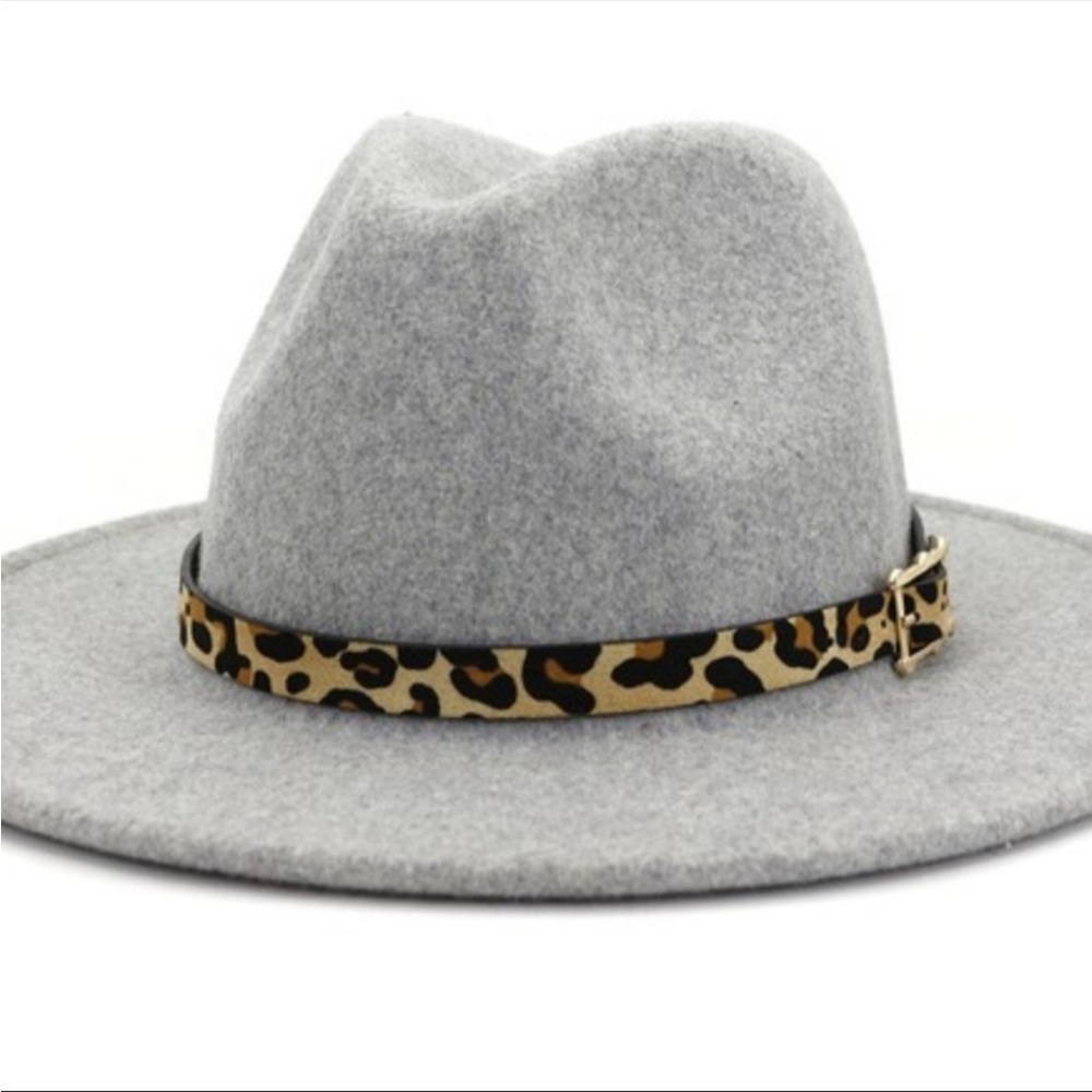 NWT FEDORA PANAMA HAT WITH LEOPARD (removable) BAND - Picture 2 of 5